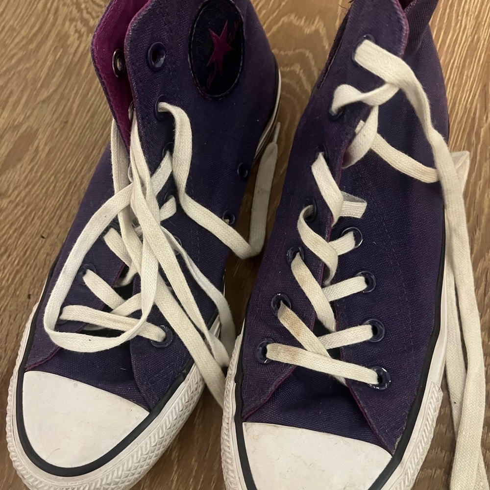 Purple High-Top Sneakers with White Laces